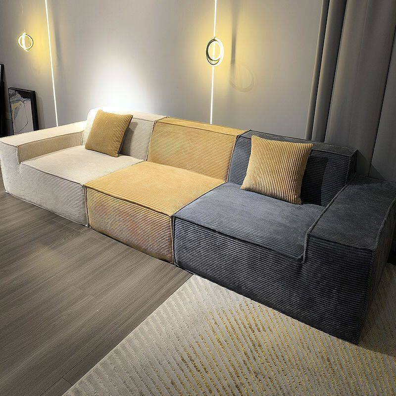 Tofu Block Corduroy Modular Sofa - Frameless Cloud Sectional & Convertible Sofa Bed