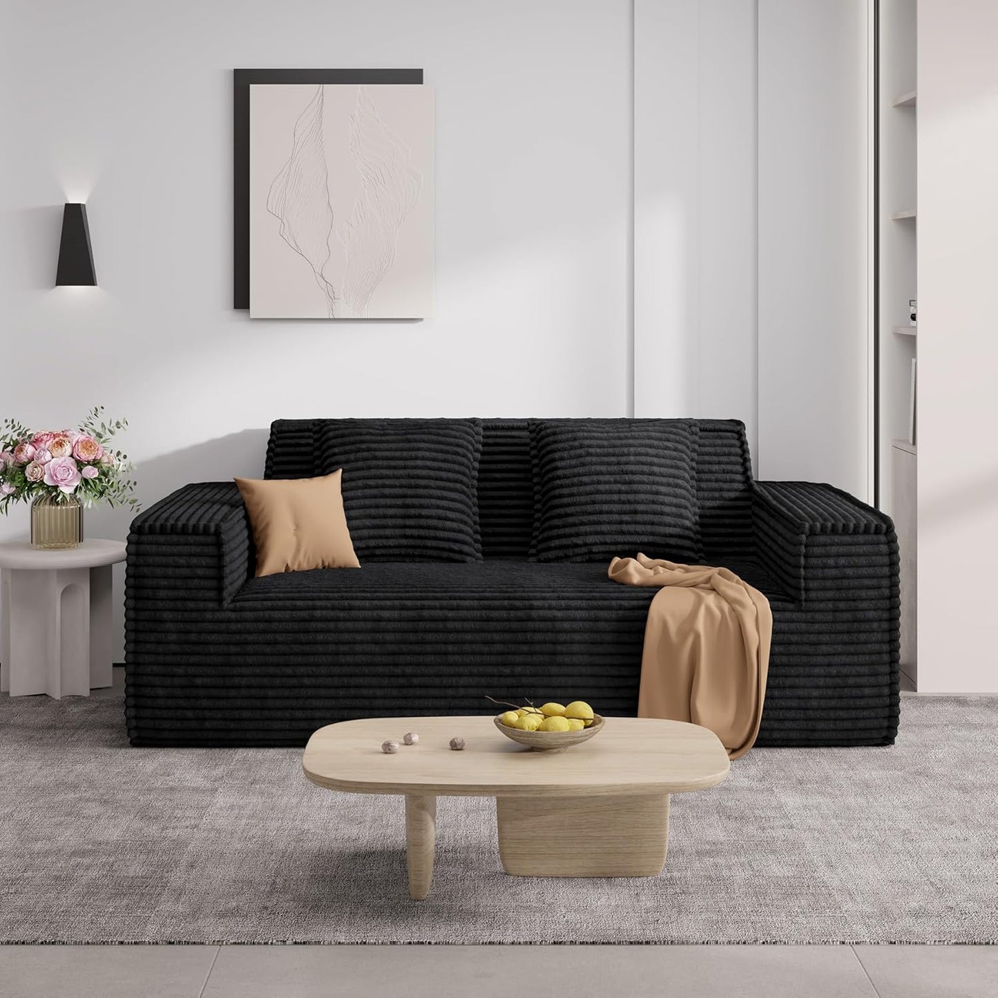 Minimalist Corduroy Modular Sectional - Frameless Cloud Sofa & Sofa Bed