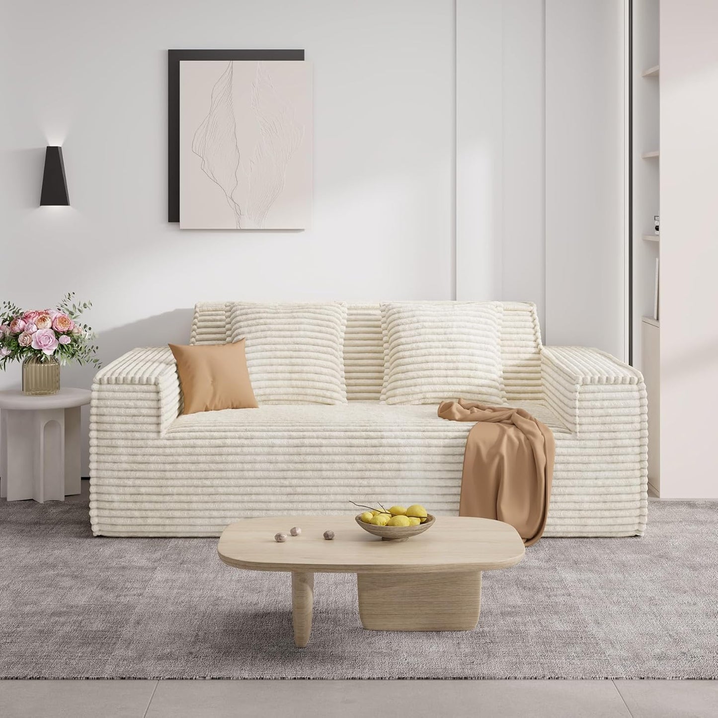 Minimalist Corduroy Modular Sectional - Frameless Cloud Sofa & Sofa Bed