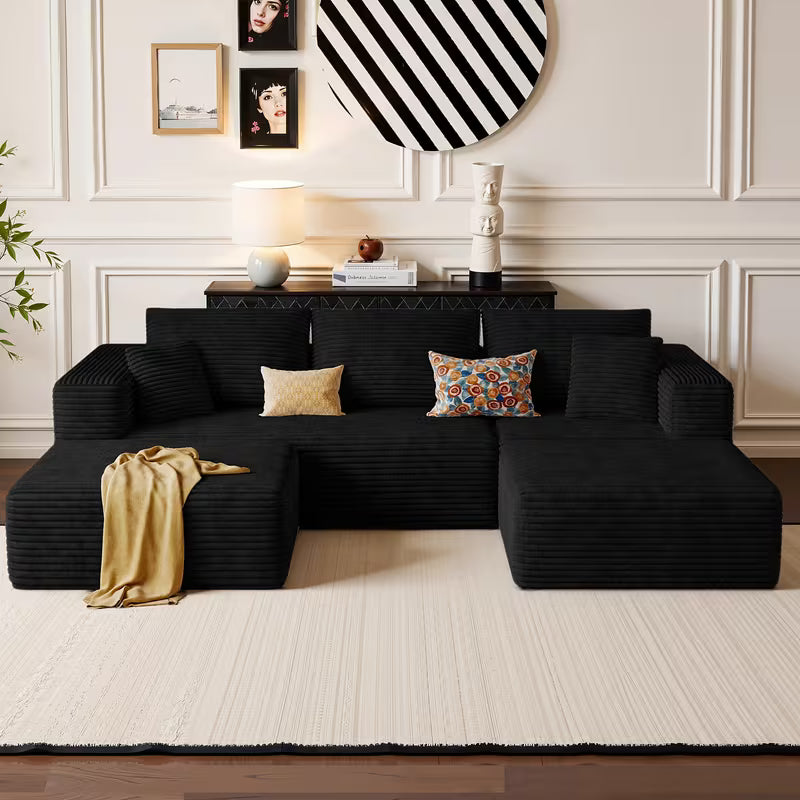 Minimalist Corduroy Modular Sectional - Frameless Cloud Sofa & Sofa Bed
