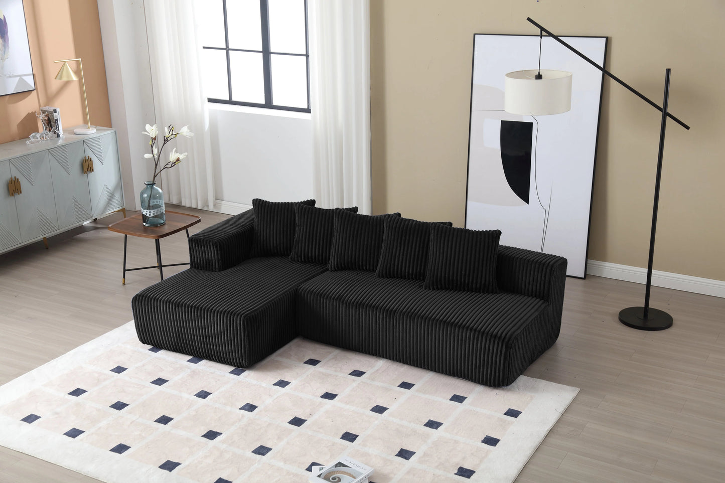 Minimalist Corduroy Modular Sectional - Frameless Cloud Sofa & Sofa Bed