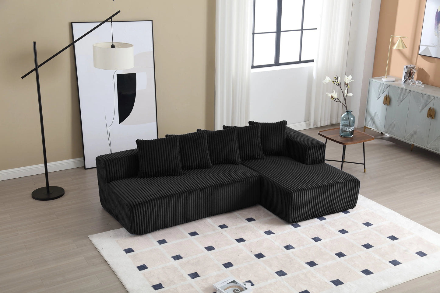 Minimalist Corduroy Modular Sectional - Frameless Cloud Sofa & Sofa Bed
