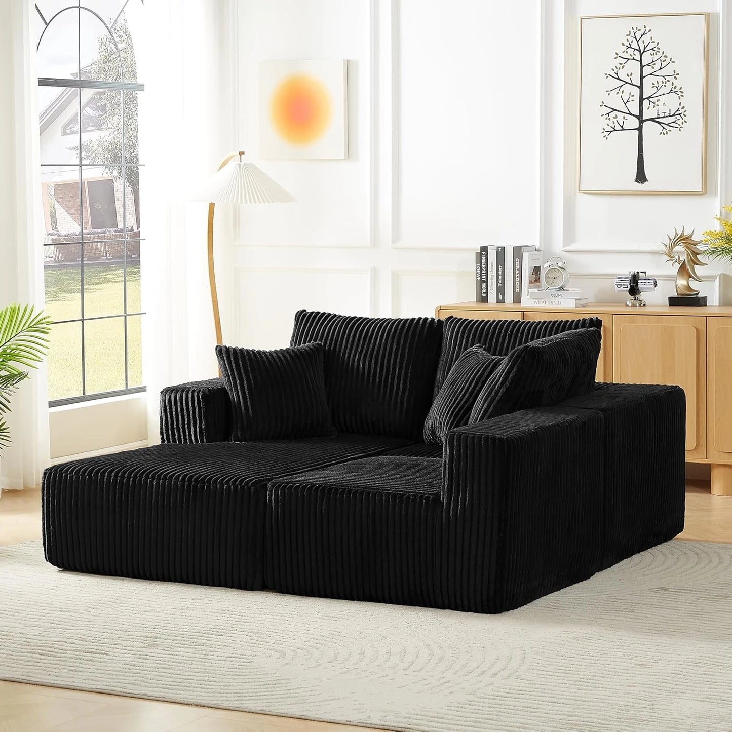 Minimalist Corduroy Modular Sectional - Frameless Cloud Sofa & Sofa Bed