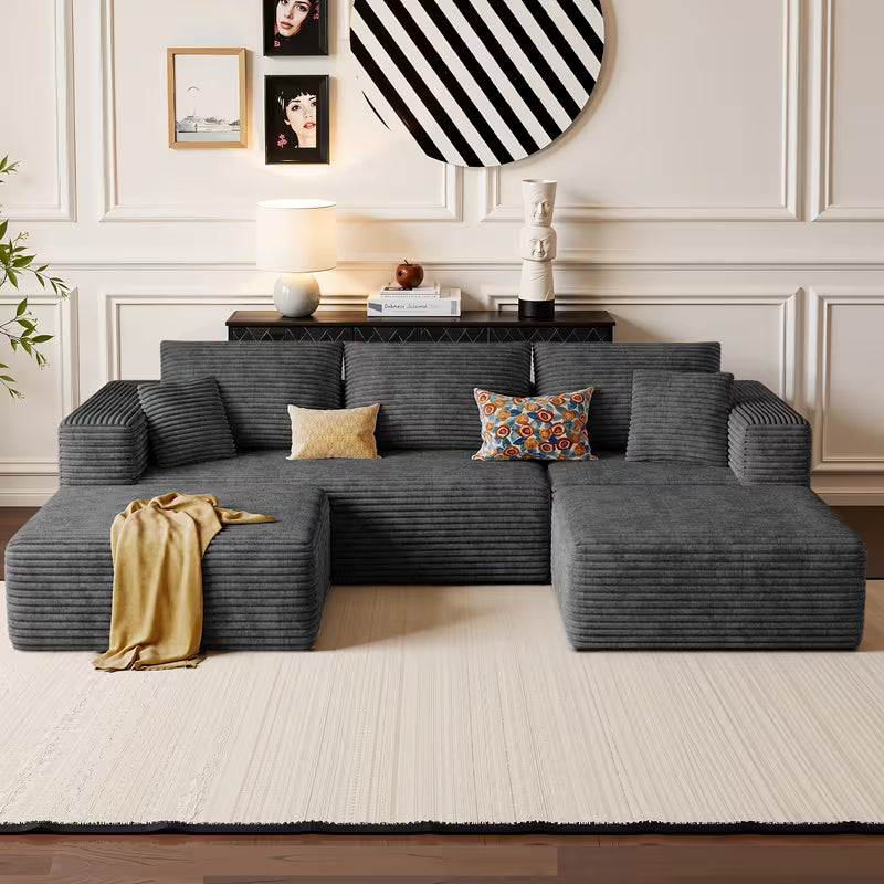 Minimalist Corduroy Modular Sectional - Frameless Cloud Sofa & Sofa Bed