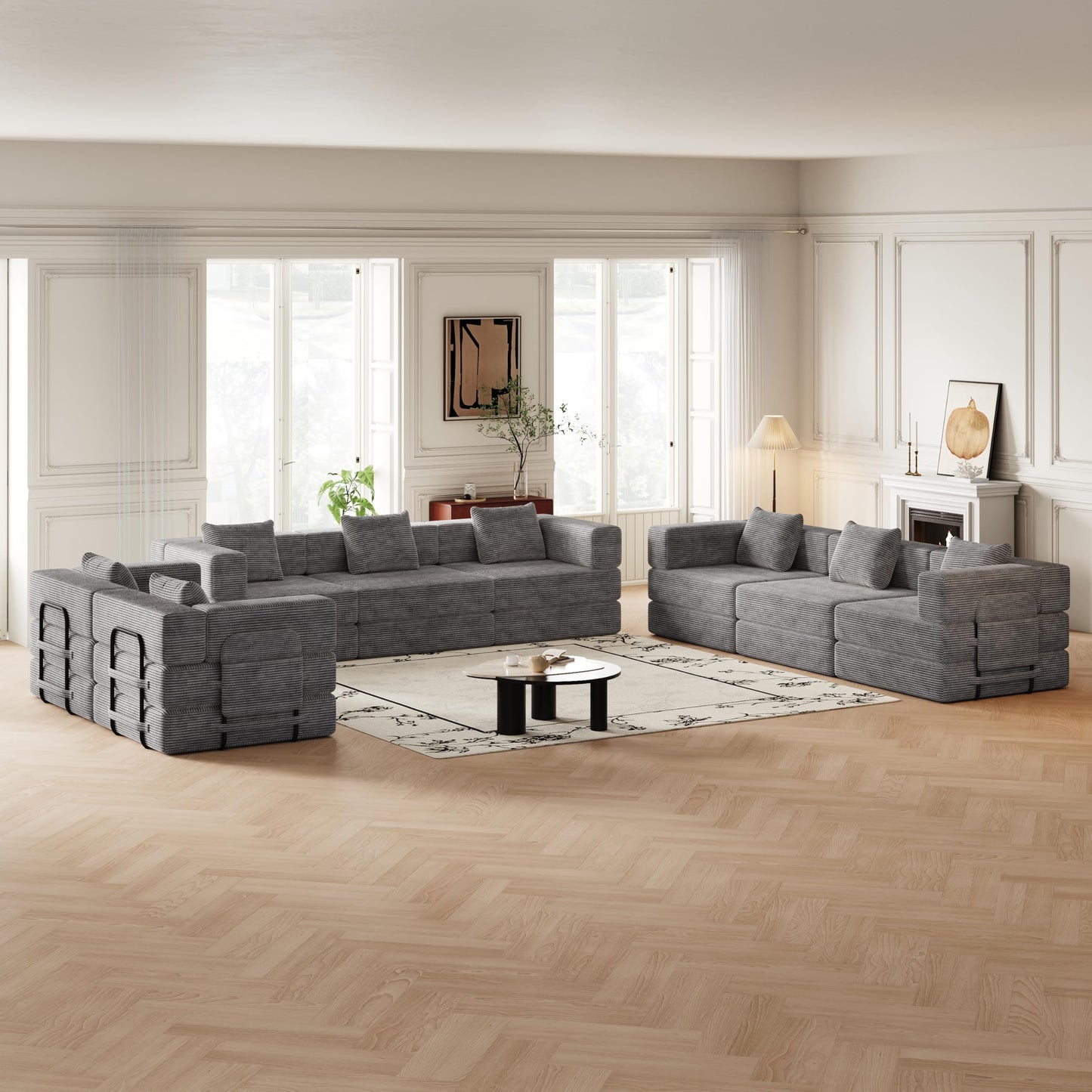 Grand Cloud U-Shaped Modular Sectional - Premium Chenille Frameless Sectional & Sofa Bed