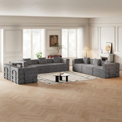 Grand Cloud U-Shaped Modular Sectional - Premium Chenille Frameless Sectional & Sofa Bed