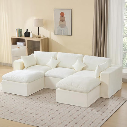 Grand Cloud U-Shaped Modular Sectional - Premium Chenille Frameless Sectional & Sofa Bed