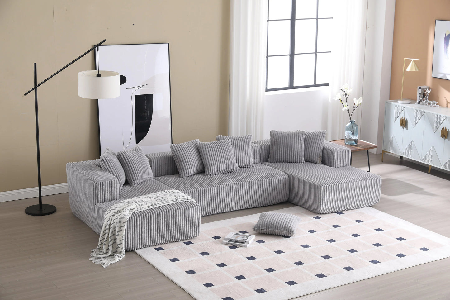 Minimalist Corduroy Modular Sectional - Frameless Cloud Sofa & Sofa Bed