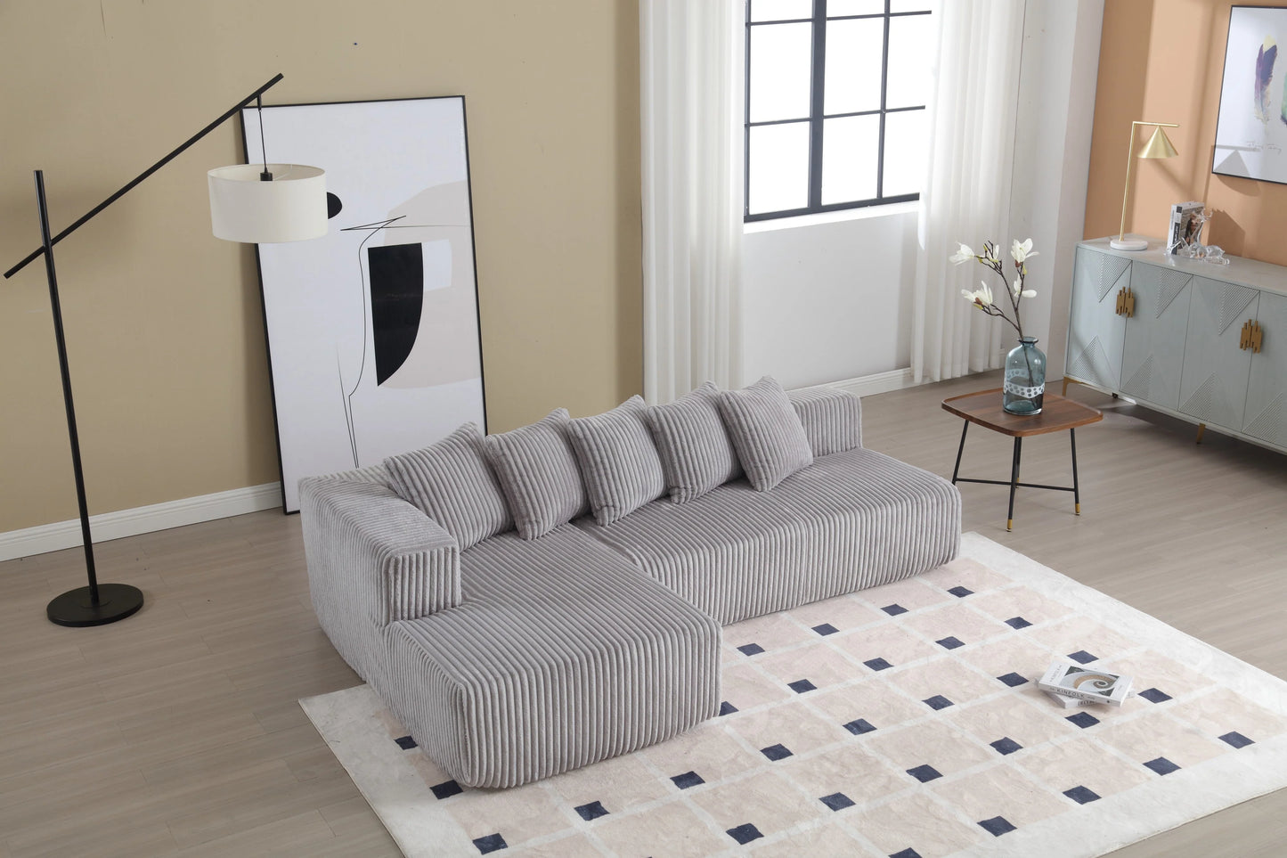 Minimalist Corduroy Modular Sectional - Frameless Cloud Sofa & Sofa Bed