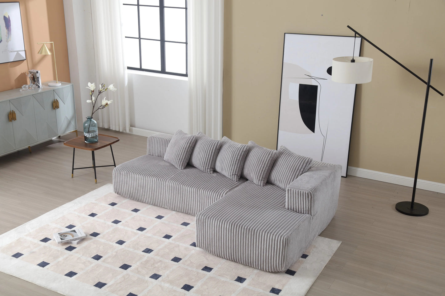 Minimalist Corduroy Modular Sectional - Frameless Cloud Sofa & Sofa Bed