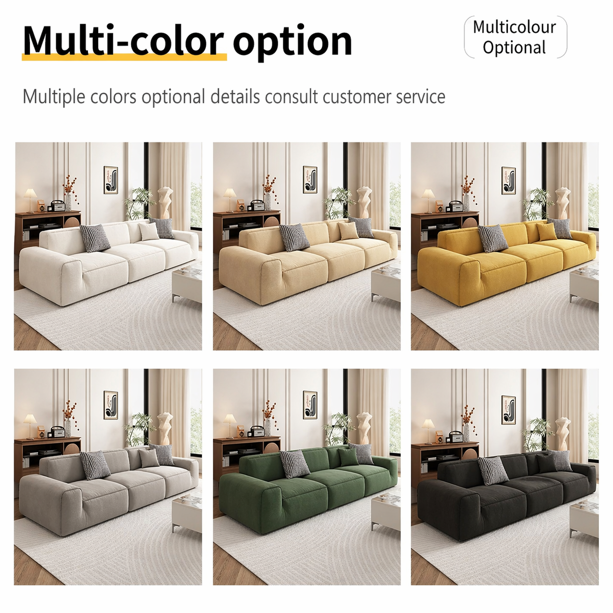 Modern Minimalist Fabric Straight Compression Sofa Set