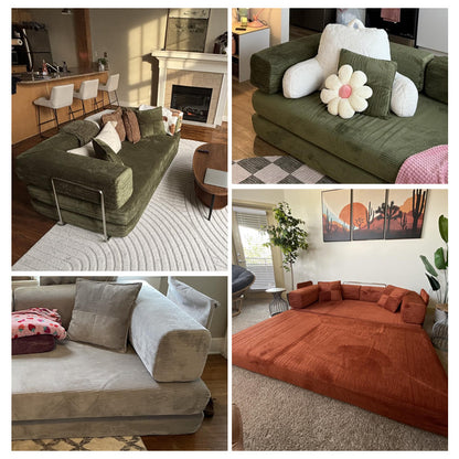 The Cloud Convertible - Corduroy Vacuum-Compressed Sofa Bed