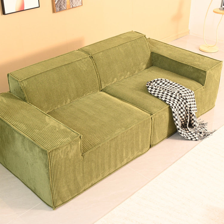 Tofu Block Corduroy Modular Sofa - Frameless Cloud Sectional & Convertible Sofa Bed