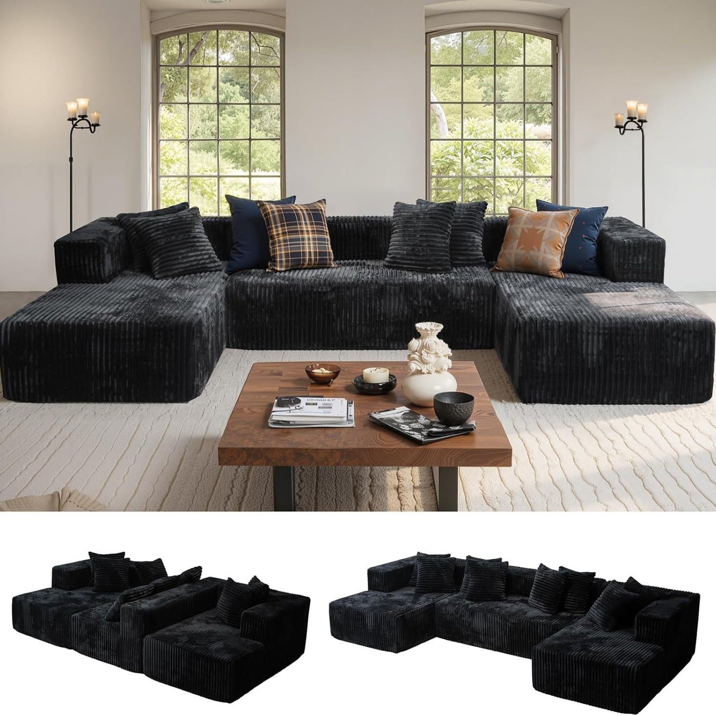 Minimalist Corduroy Modular Sectional - Frameless Cloud Sofa & Sofa Bed