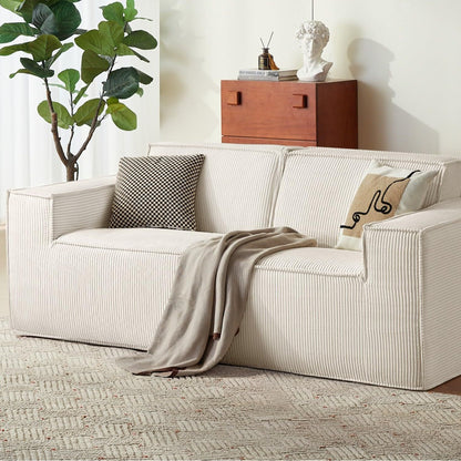 Tofu Block Corduroy Modular Sofa - Frameless Cloud Sectional & Convertible Sofa Bed