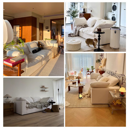 Modern Cloud Modular Sofa - Creamy White Fabric Sectional & Sofa Bed
