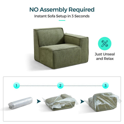 Tofu Block Corduroy Modular Sofa - Frameless Cloud Sectional & Convertible Sofa Bed