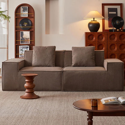 Tofu Block Corduroy Modular Sofa - Frameless Cloud Sectional & Convertible Sofa Bed