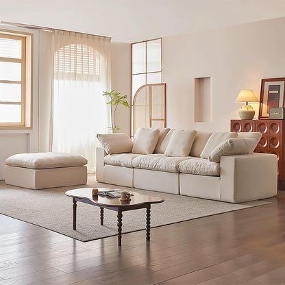 Modern Cloud Modular Sofa - Creamy White Fabric Sectional & Sofa Bed