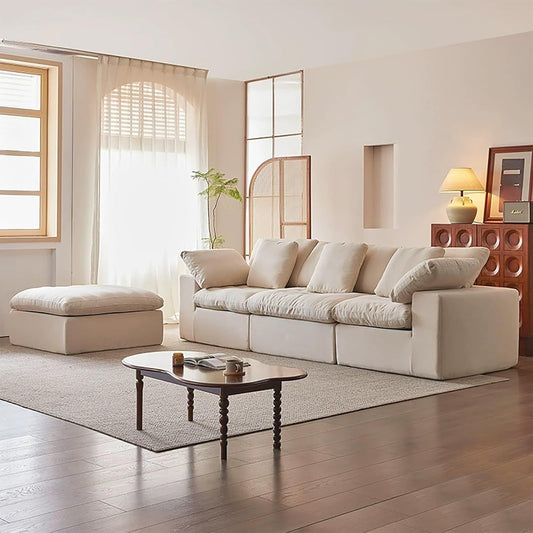 Modern Cloud Modular Sofa - Creamy White Fabric Sectional & Sofa Bed