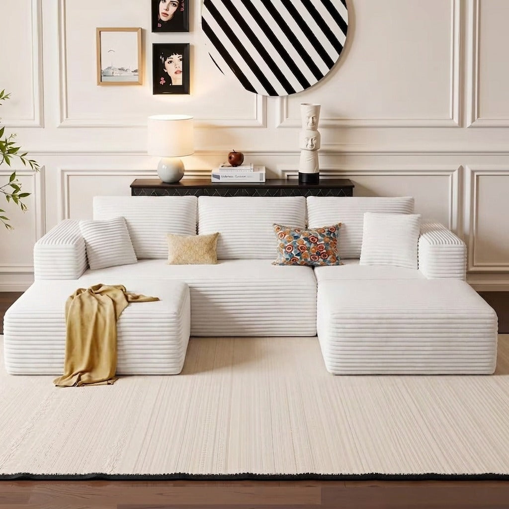 Minimalist Corduroy Modular Sectional - Frameless Cloud Sofa & Sofa Bed