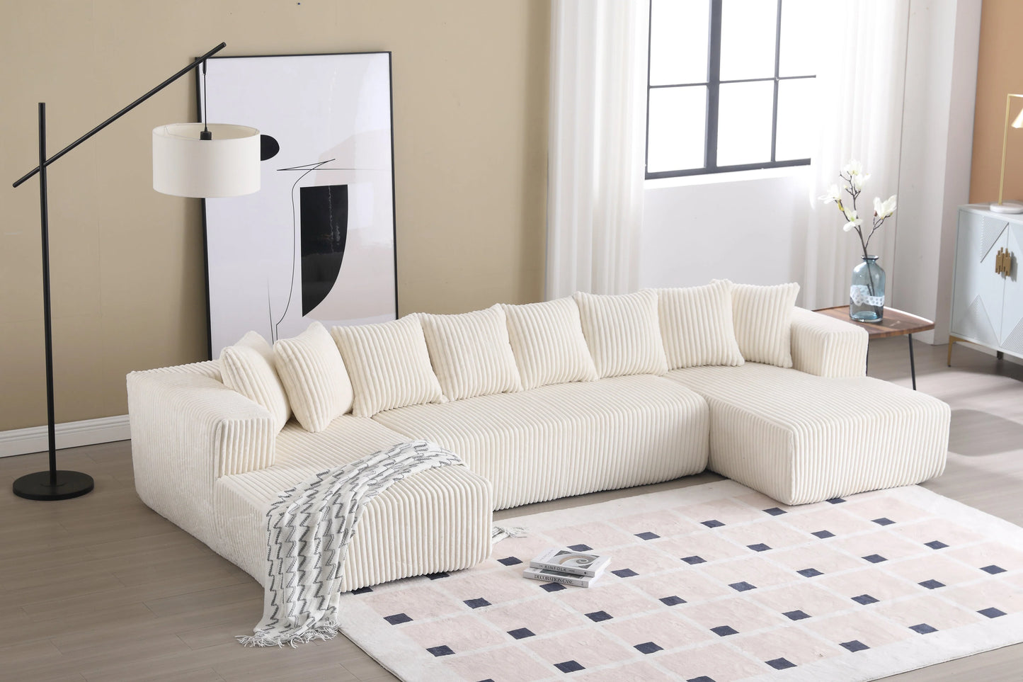 Minimalist Corduroy Modular Sectional - Frameless Cloud Sofa & Sofa Bed