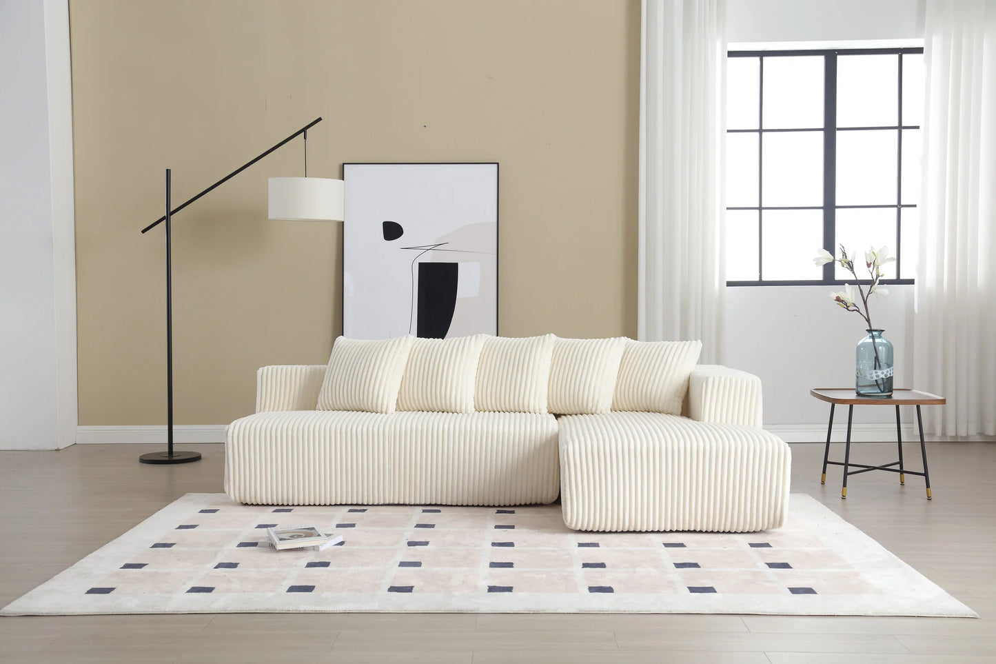 Minimalist Corduroy Modular Sectional - Frameless Cloud Sofa & Sofa Bed